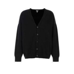 Loewe Men Black Stretch Wool Blend Cardigan